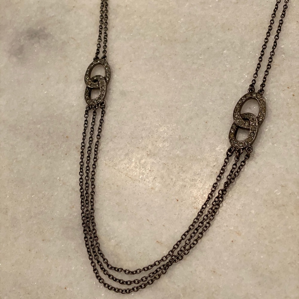Gunmetal and rhinestone chain necklace